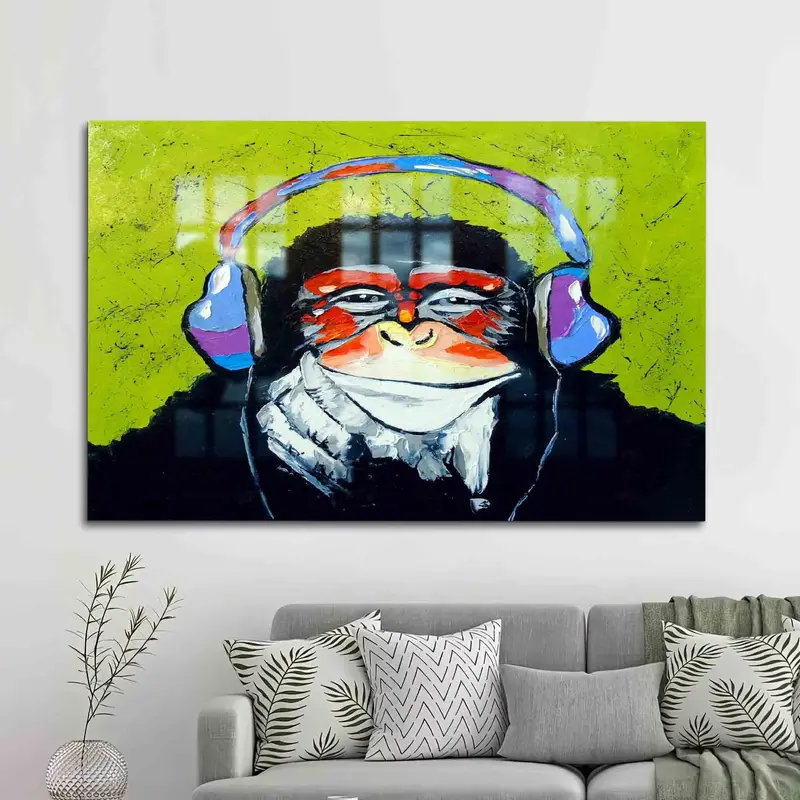 Zarif Baskılı Cam: Banksy Monkey Graffiti Sanat Tasarımı