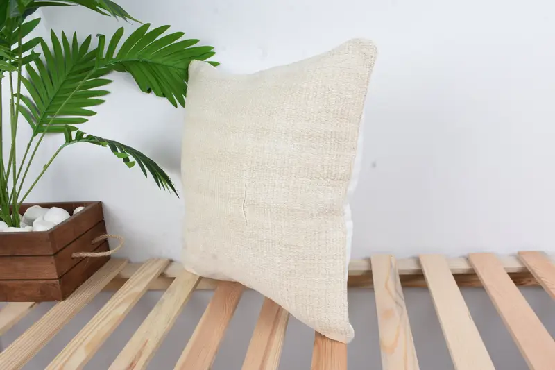 Meditation Pillow Cover, 16x16 White Pillow, Antique Pillows, Pillow Sham, Throw Kilim Pillow, Vintage Pillow, Ethnic Pillow Cover Cushion Case - 5
