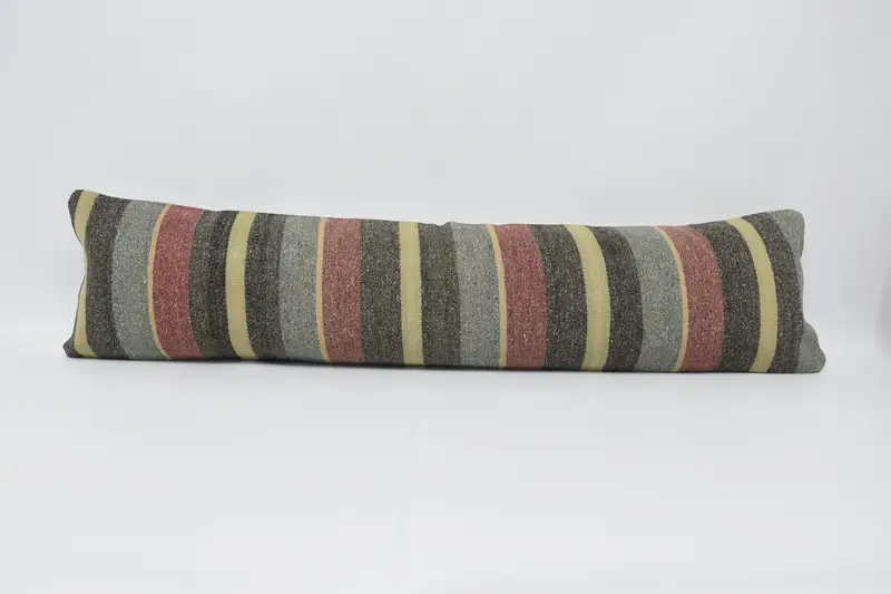 Funda de almohada roja vintage, funda de almohada de regalo de 12x47 pulgadas, cojín a rayas de regalo de inauguración de la casa - 1