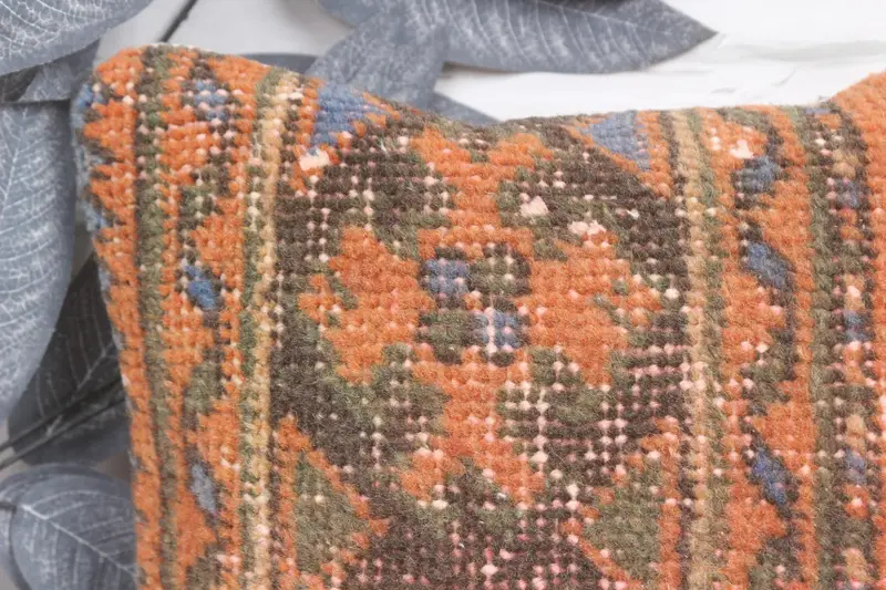 Kilim Pillow, 12x12 Orange Pillow Sham, Ethnical Kilim Rug Pillow, Handmade Pillow Cover, Turkish Pillow, Cushion Case, Office Chair Pillow - 2