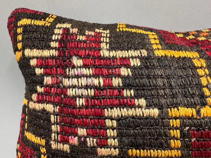 Pillow for Sofa, Wool Kilim Pillow Cushion Cover, Kilim Pillow, Cushion Case, Boho Chic Pillow, Ethnical Kilim Rug Pillow, 12x20 Red Cushion - 5