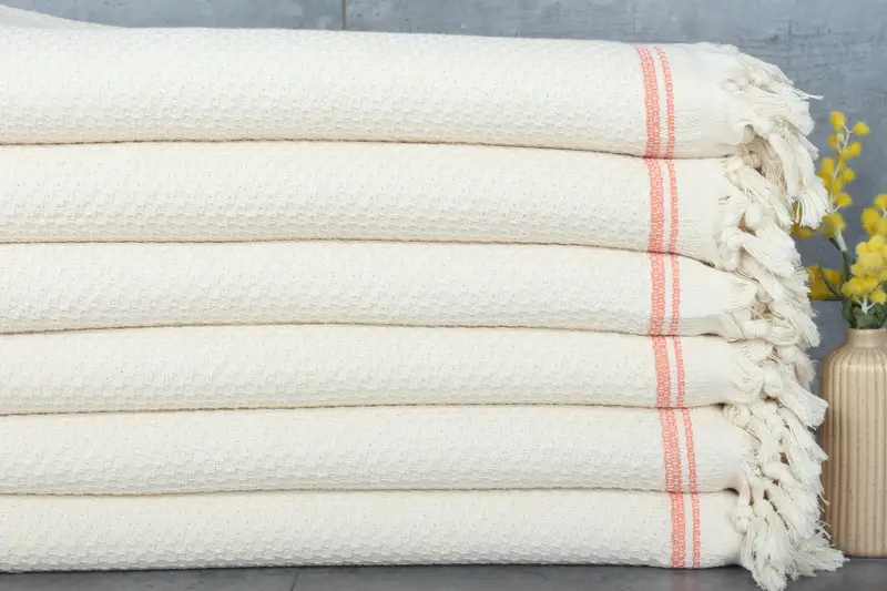 Tablecloth, Turkish Blanket Throw, Maid Of Honor Gift, Gift For Wedding Day, Woven Throw Blanket, 94x92 Cotton Striped Towel, Monogram Blanket - 1
