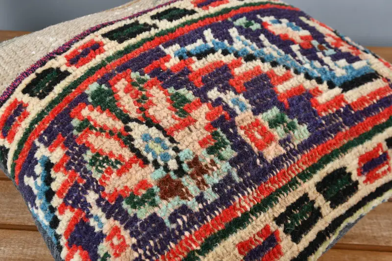 Interior Designer Pillow, Kilim Pillow Cover, Pillow Sham, Handmade Kilim Cushion, Office Chair Cushion Case, 16x16 Blue Pillow Cover - 4
