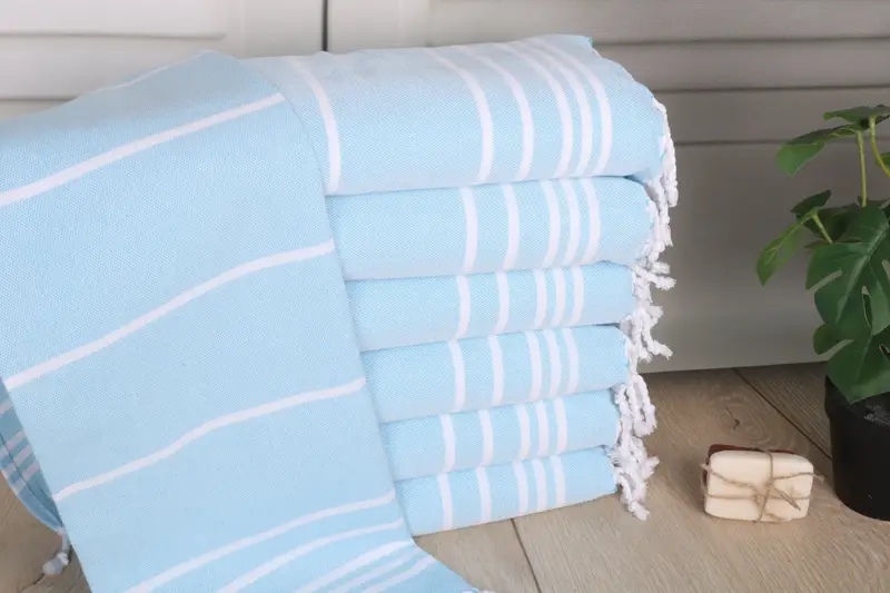 Personalized Dish Towel, Organic Towel, Bridal Gifts, Beach Wedding Favor, Custom Hand Towel, Small Bath Towels, 38x18 Cotton Striped Towel - 1