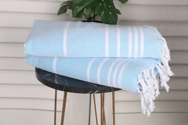 Personalized Dish Towel, Organic Towel, Bridal Gifts, Beach Wedding Favor, Custom Hand Towel, Small Bath Towels, 38x18 Cotton Striped Towel - 3