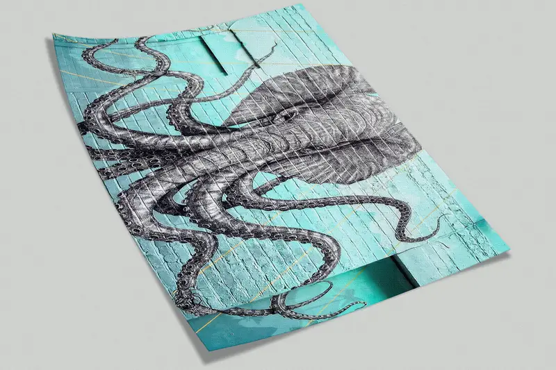 Custom Wall Paper,Wall Paper Peel and Stick,Modern Wall Painting,Paper Wall Art ,Octopus And Elephant Wall Decor, - 5