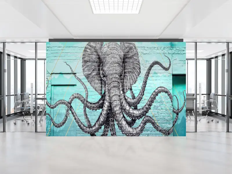 Custom Wall Paper,Wall Paper Peel and Stick,Modern Wall Painting,Paper Wall Art ,Octopus And Elephant Wall Decor, - 8