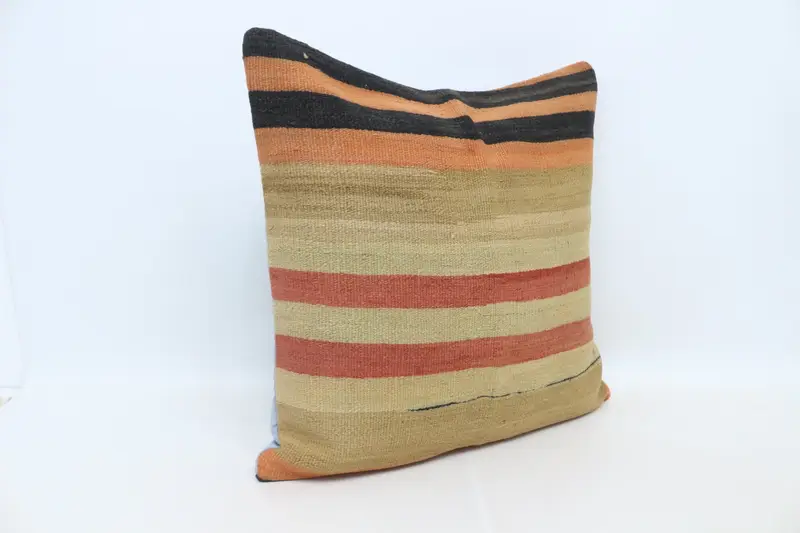 Boho Pillow Sham Cover, 28x28 Beige Pillow Cover, Cushion, Ethnical Kilim Rug Pillow, Pillow for Sofa, Comfy Throw Cushion Cover - 3
