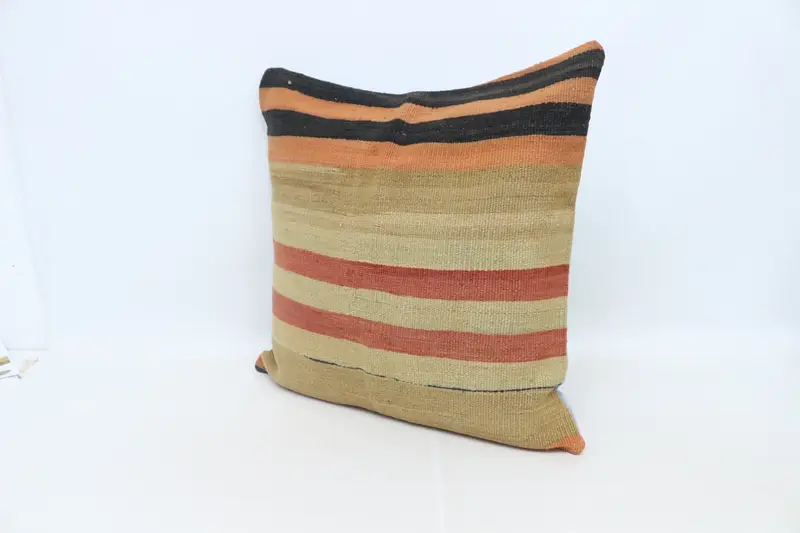 Boho Pillow Sham Cover, 28x28 Beige Pillow Cover, Cushion, Ethnical Kilim Rug Pillow, Pillow for Sofa, Comfy Throw Cushion Cover - 4