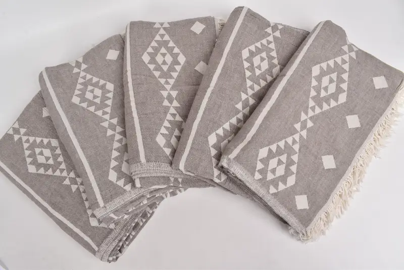 Decorative Blanket, Tablecloth, Customized Turkish Blanket, Bedspread, Valentine Day Gift For Her, Family Gift, 70x60 Cotton Geometric Towel - 3