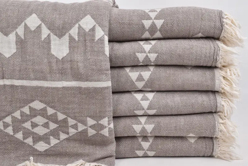 Decorative Blanket, Tablecloth, Customized Turkish Blanket, Bedspread, Valentine Day Gift For Her, Family Gift, 70x60 Cotton Geometric Towel - 1