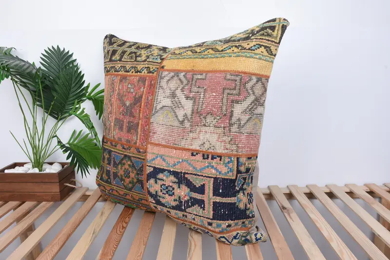 Nomadic Pillow Cover, 32x32 Blue Pillow Cover, Antique Pillows, Vintage Kilim Pillow, Retro Cushion Case, Kilim Cushion Sham, Pillow Cover - 5