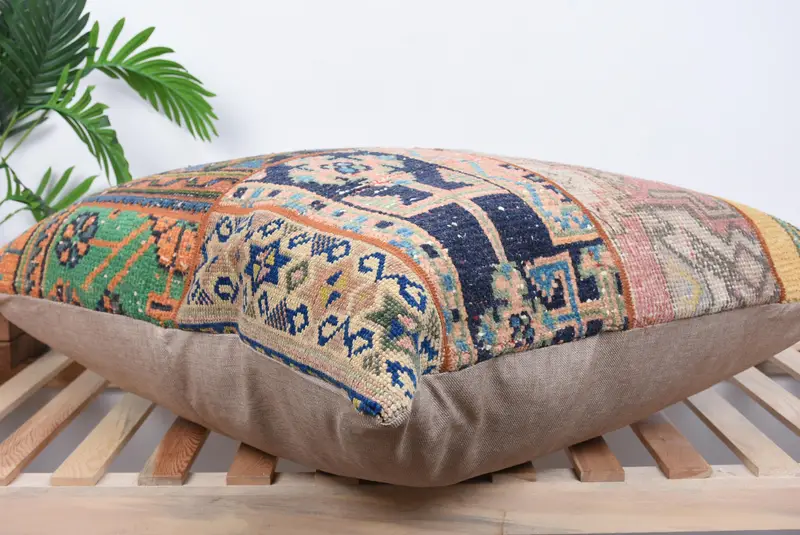 Nomadic Pillow Cover, 32x32 Blue Pillow Cover, Antique Pillows, Vintage Kilim Pillow, Retro Cushion Case, Kilim Cushion Sham, Pillow Cover - 6