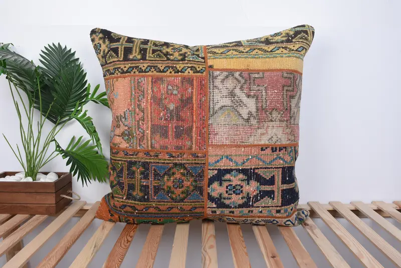 Nomadic Pillow Cover, 32x32 Blue Pillow Cover, Antique Pillows, Vintage Kilim Pillow, Retro Cushion Case, Kilim Cushion Sham, Pillow Cover - 1