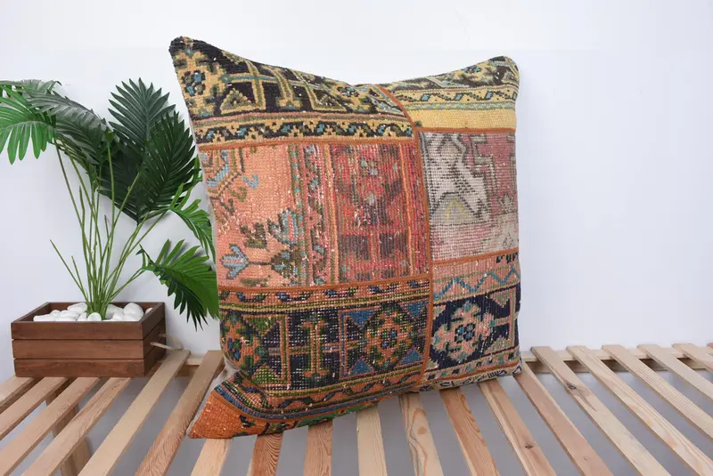 Nomadic Pillow Cover, 32x32 Blue Pillow Cover, Antique Pillows, Vintage Kilim Pillow, Retro Cushion Case, Kilim Cushion Sham, Pillow Cover - 4