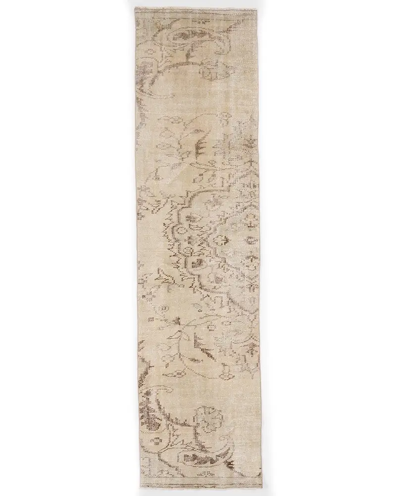 2,1x8 ft Bej İkat Halı, Zarif Kahverengi Vurgular