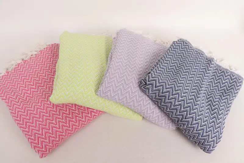 Turkish Blanket Queen, Gift For Wedding Day, 76x64 Cotton Zig zag Towel, Woven Throw Blanket, Personalized Blanket, Bedspread, Bridal Party Gifts - 3