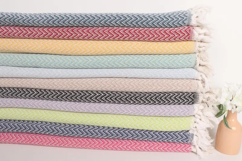 Turkish Blanket Queen, Gift For Wedding Day, 76x64 Cotton Zig zag Towel, Woven Throw Blanket, Personalized Blanket, Bedspread, Bridal Party Gifts - 2