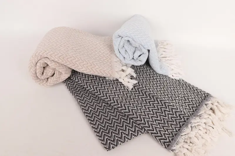 Turkish Blanket Queen, Gift For Wedding Day, 76x64 Cotton Zig zag Towel, Woven Throw Blanket, Personalized Blanket, Bedspread, Bridal Party Gifts - 4