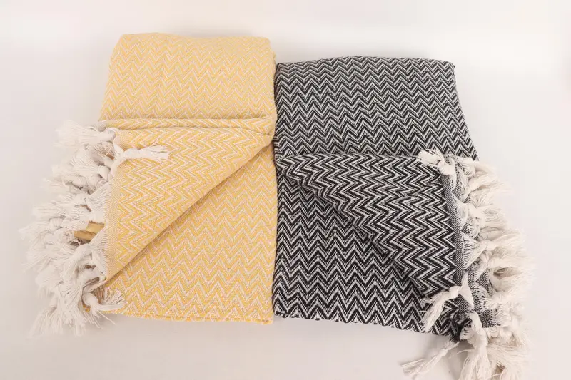Turkish Blanket Queen, Gift For Wedding Day, 76x64 Cotton Zig zag Towel, Woven Throw Blanket, Personalized Blanket, Bedspread, Bridal Party Gifts - 5