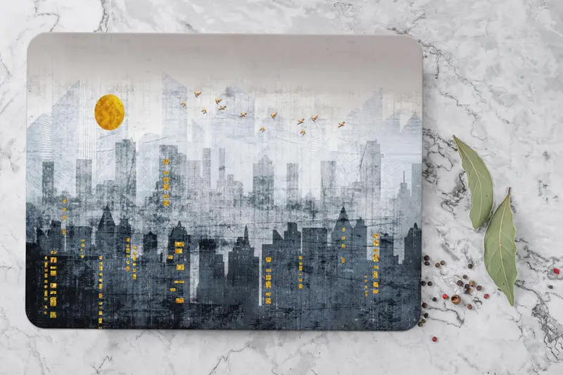 モダンな都市景観デザインのゴールド サングラス カッティング ボード