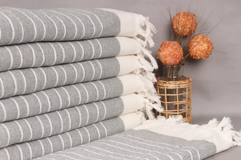 Personalized Gifts Khaki Green Striped Cotton Towel, 40x67 Inches