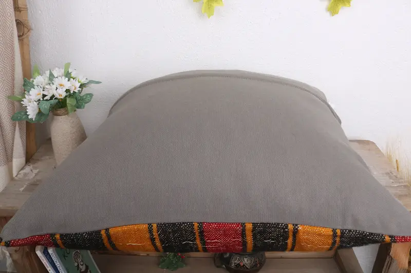 Turkish Kilim Pillow, Cushion, 20x20 Yellow Cushion Cover, Accent Throw Pillow, Indoor Cushion Case, Throw Kilim Pillow, Vintage Pillow - 7
