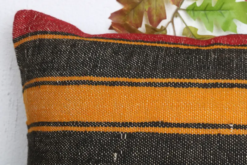 Turkish Kilim Pillow, Cushion, 20x20 Yellow Cushion Cover, Accent Throw Pillow, Indoor Cushion Case, Throw Kilim Pillow, Vintage Pillow - 3