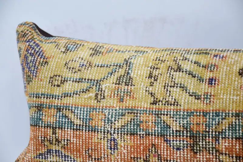 12x48 Yellow Cushion Case, Pillow for Sofa, Vintage Kilim Pillow, Vintage Throw Pillow Case, Kilim Rug Pillow, Cushion Case, Kilim Cushion Sham - 2