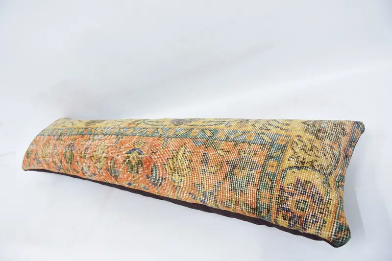 12x48 Yellow Cushion Case, Pillow for Sofa, Vintage Kilim Pillow, Vintage Throw Pillow Case, Kilim Rug Pillow, Cushion Case, Kilim Cushion Sham - 5