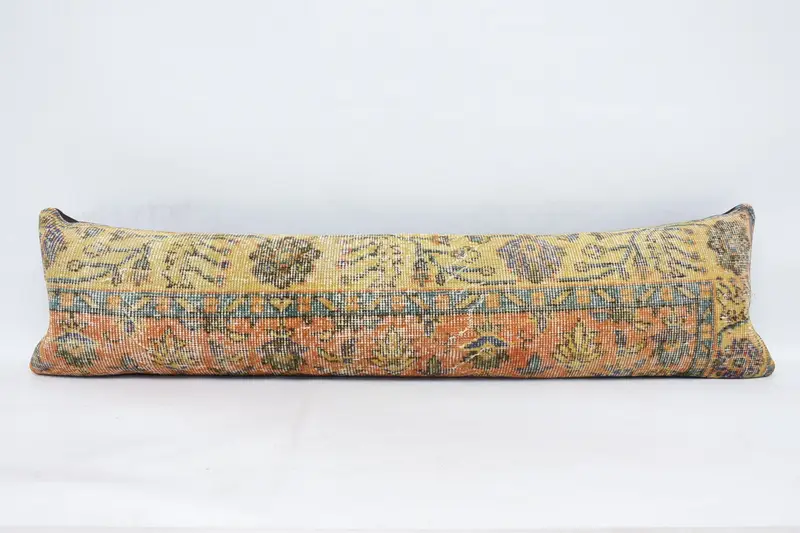 12x48 Yellow Cushion Case, Pillow for Sofa, Vintage Kilim Pillow, Vintage Throw Pillow Case, Kilim Rug Pillow, Cushion Case, Kilim Cushion Sham - 1