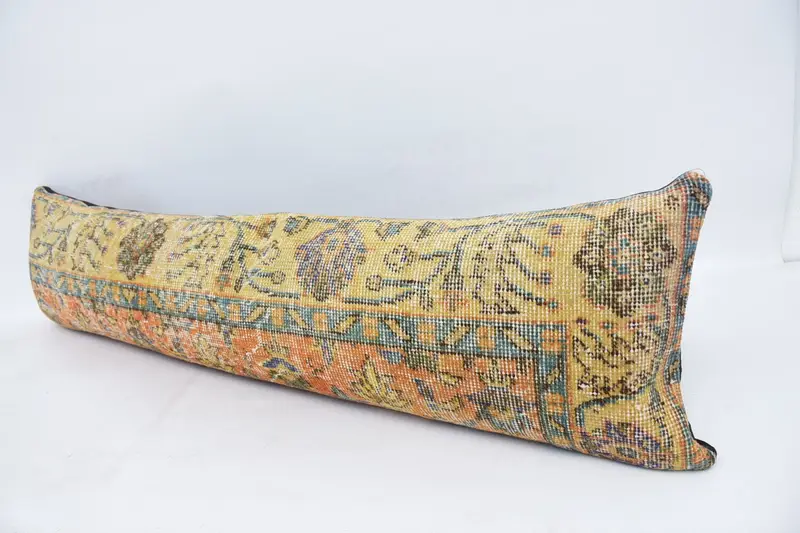 12x48 Yellow Cushion Case, Pillow for Sofa, Vintage Kilim Pillow, Vintage Throw Pillow Case, Kilim Rug Pillow, Cushion Case, Kilim Cushion Sham - 4