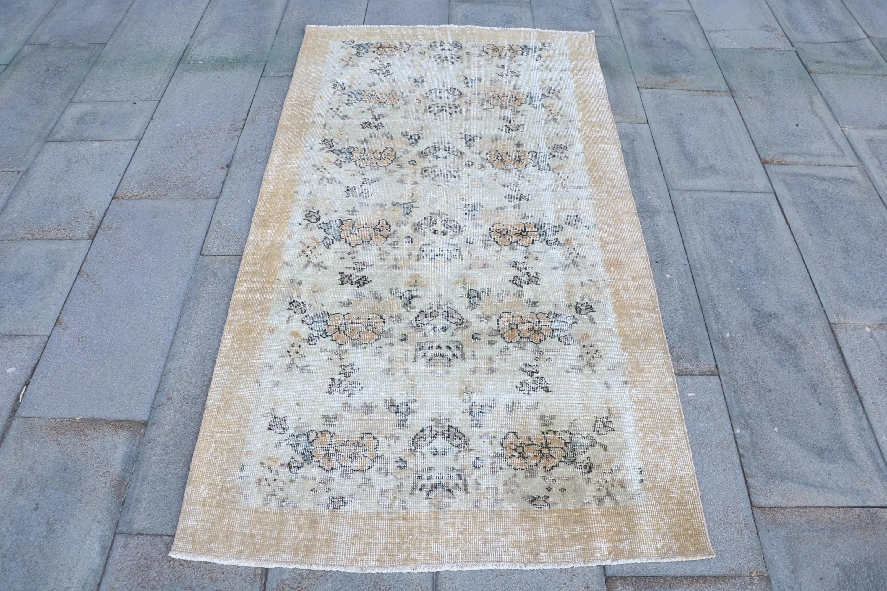 Alfombra de 3,2x6,2 pies, alfombra turca vintage, alfombra de lana marrón - 1