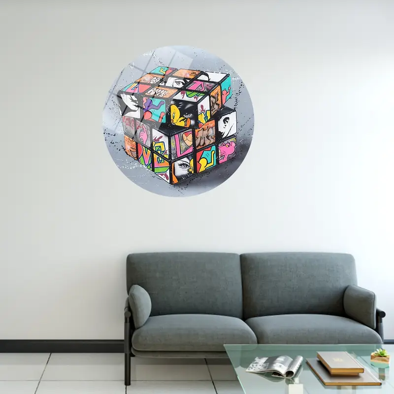 Vibrant Rubik's Cube Graffiti Canvas - Modern Game Room Art