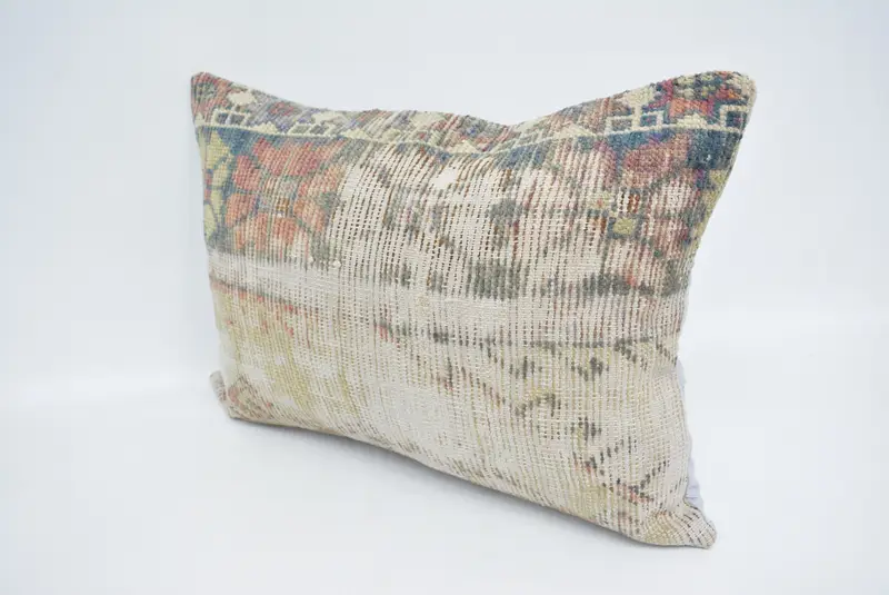 Vintage Kilim Pillow, Art Deco Cushion, 20x28 Beige Cushion Case, Boho Pillow Sham Cover, Ethnical Kilim Rug Pillow, Pillow Sham, Customized Cushion - 4