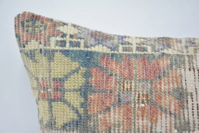Vintage Kilim Pillow, Art Deco Cushion, 20x28 Beige Cushion Case, Boho Pillow Sham Cover, Ethnical Kilim Rug Pillow, Pillow Sham, Customized Cushion - 2