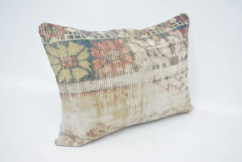 Vintage Kilim Pillow, Art Deco Cushion, 20x28 Beige Cushion Case, Boho Pillow Sham Cover, Ethnical Kilim Rug Pillow, Pillow Sham, Customized Cushion - 3