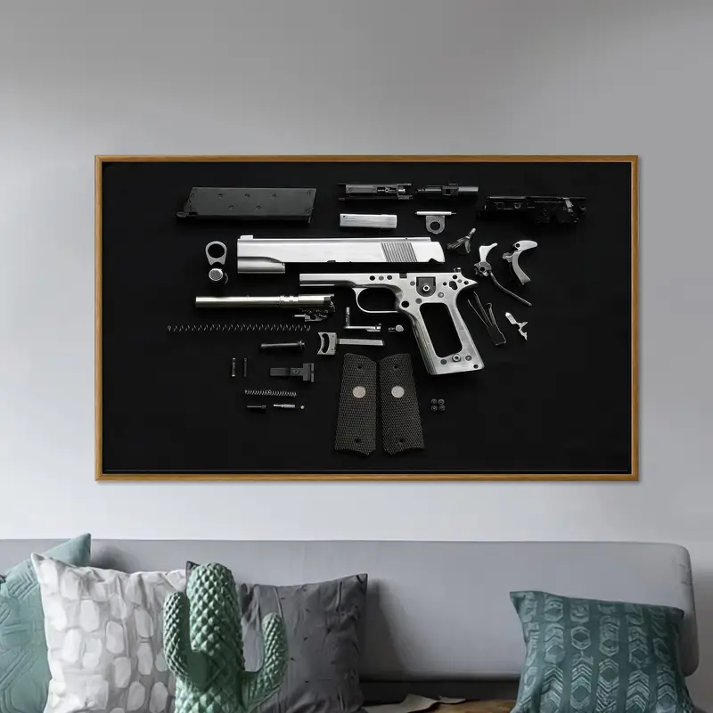Elegant Black Canvas Art: Gun & Man Cave Decor