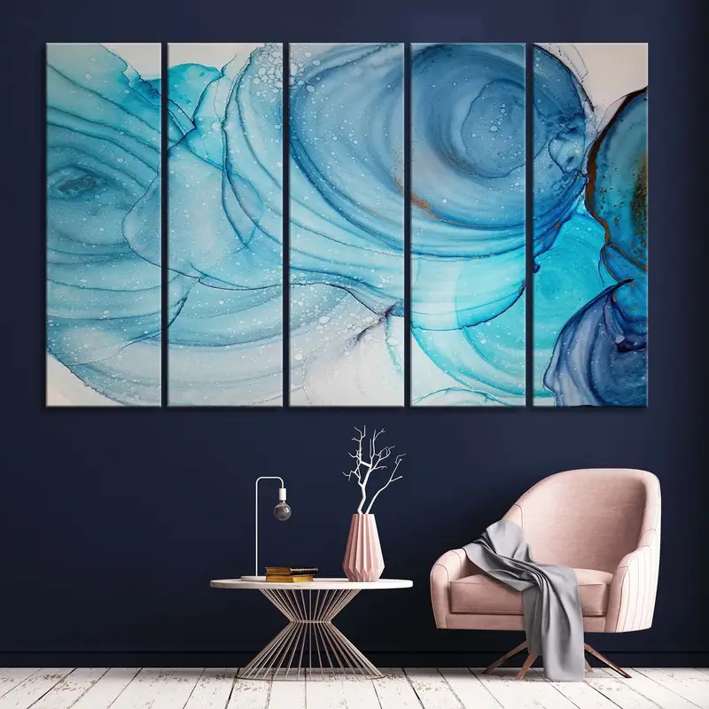 Blue Abstract Marble, Blue Marble Art, Marble Canvas Wall Print, Marble Canvas Print, Abstract Canvas Art, Canvas Painting, Marble Poster, - 2