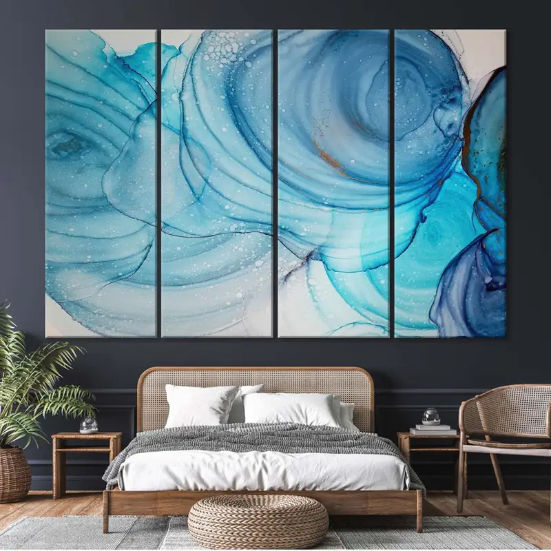 Blue Abstract Marble, Blue Marble Art, Marble Canvas Wall Print, Marble Canvas Print, Abstract Canvas Art, Canvas Painting, Marble Poster, - 9