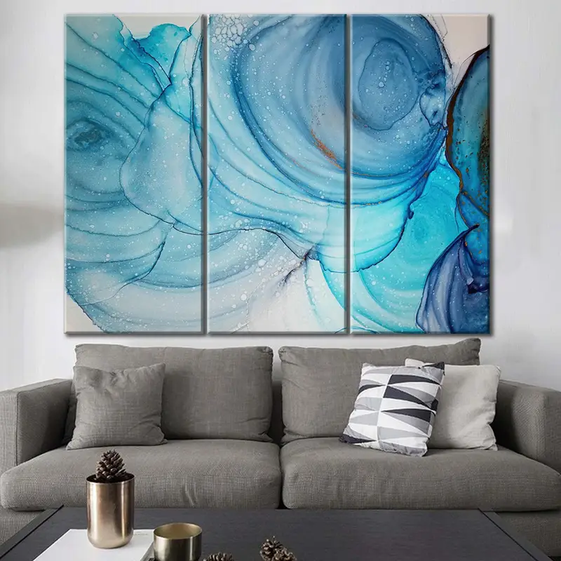 Blue Abstract Marble, Blue Marble Art, Marble Canvas Wall Print, Marble Canvas Print, Abstract Canvas Art, Canvas Painting, Marble Poster, - 1