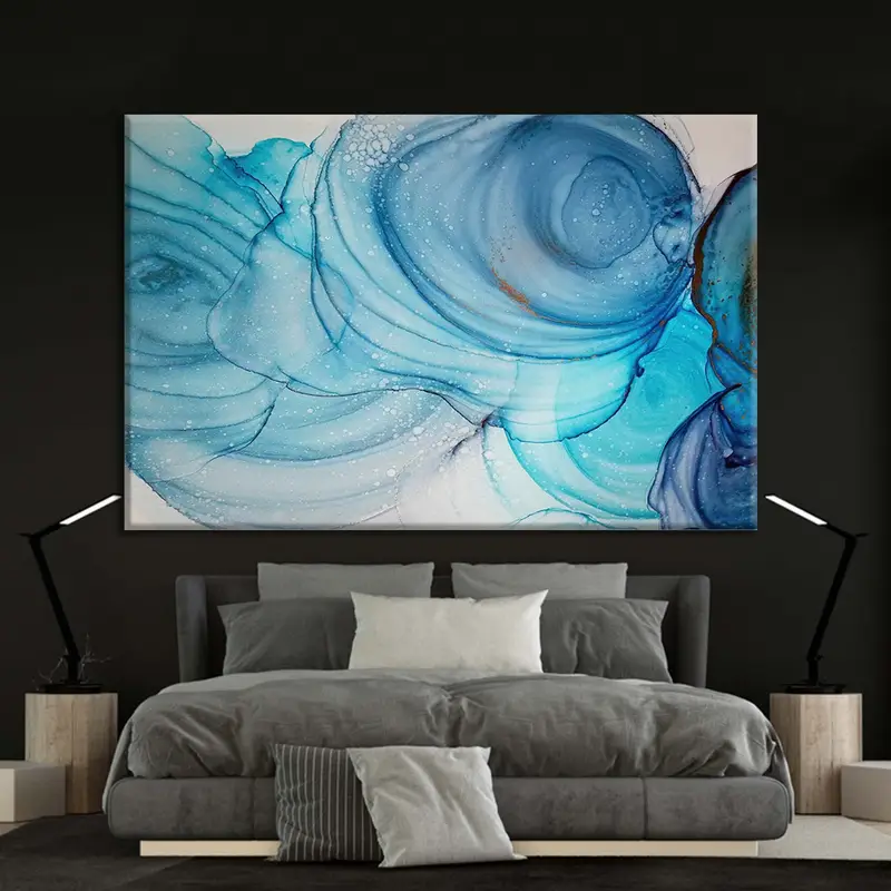 Blue Abstract Marble, Blue Marble Art, Marble Canvas Wall Print, Marble Canvas Print, Abstract Canvas Art, Canvas Painting, Marble Poster, - 8