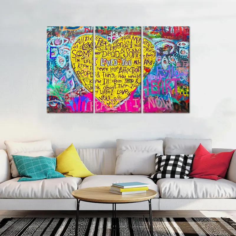 Banksy Canvas Art, Graffiti Wall Decor, Love Canvas Art, Banksy Graffiti, I Love You Art, Love Graffiti Art, Valentina Gift, Modern Canvas - 2