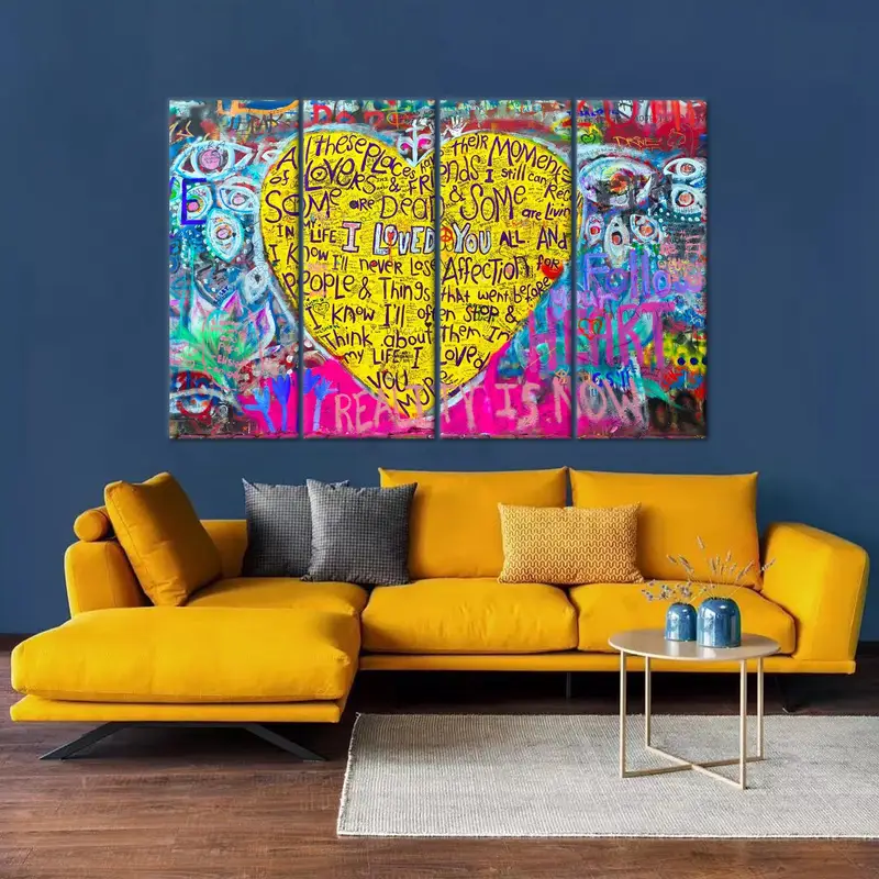 Banksy Canvas Art, Graffiti Wall Decor, Love Canvas Art, Banksy Graffiti, I Love You Art, Love Graffiti Art, Valentina Gift, Modern Canvas - 3