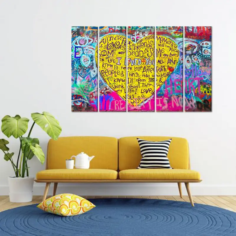Banksy Canvas Art, Graffiti Wall Decor, Love Canvas Art, Banksy Graffiti, I Love You Art, Love Graffiti Art, Valentina Gift, Modern Canvas - 5