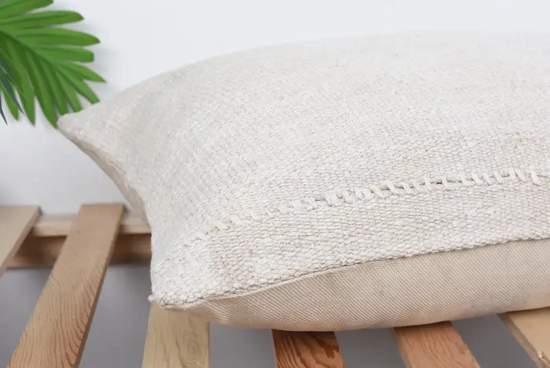 Bed Pillow Case, Boho Chic Pillow, Ikat Cushion Case, Turkish Pillow, 16x24 Beige Pillow, Ethnical Kilim Rug Pillow, Cushion Case, Antique Pillows - 6