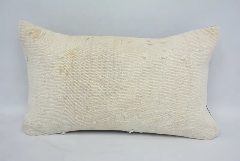 Antique Pillows, Pillow Cover, Kilim Cushion Sham, Interior Designer Pillow, 12x20 White Pillow Sham, Handmade Pillow Cover - 1