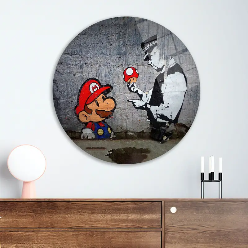 モダンなゲームルーム用のエレガントなスーパーマリオグラフィティプリントガラス