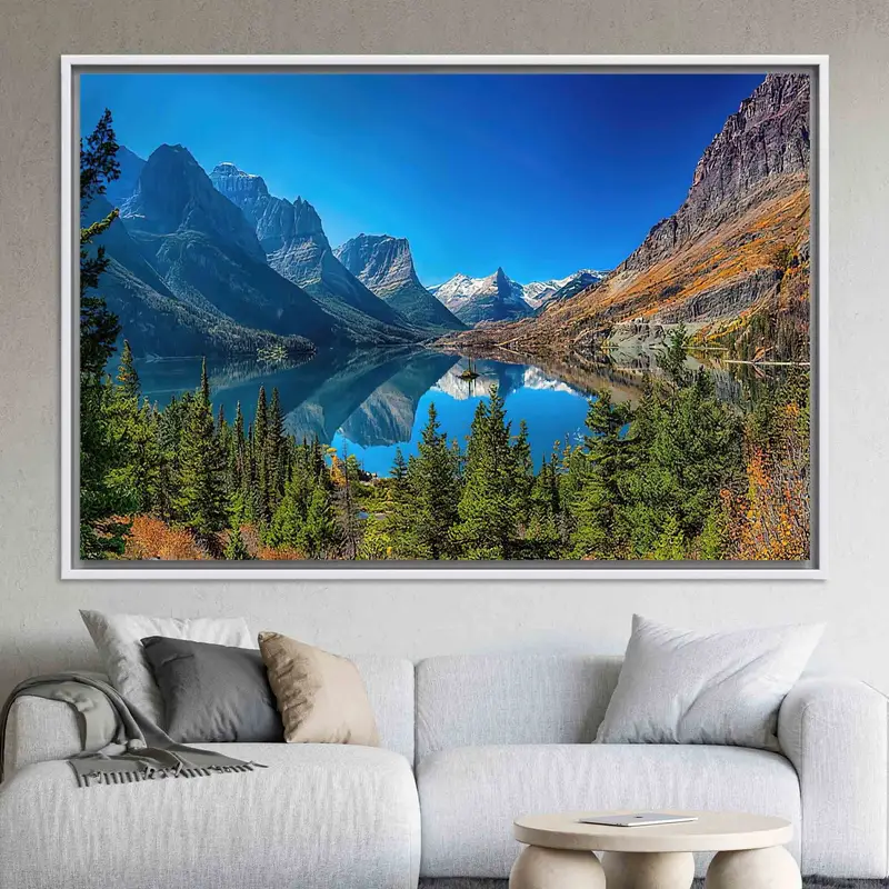 見事なセント・メアリー湖のキャンバス: モンタナ州の自然風景アート