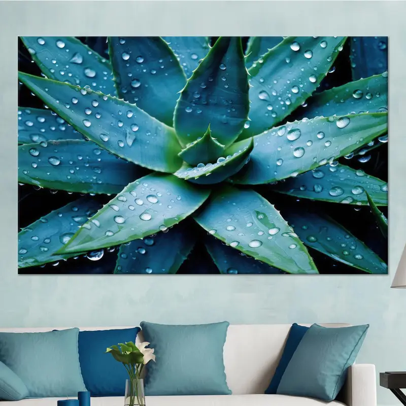Elegant Blue Farmhouse Canvas: Modern Living Room Art